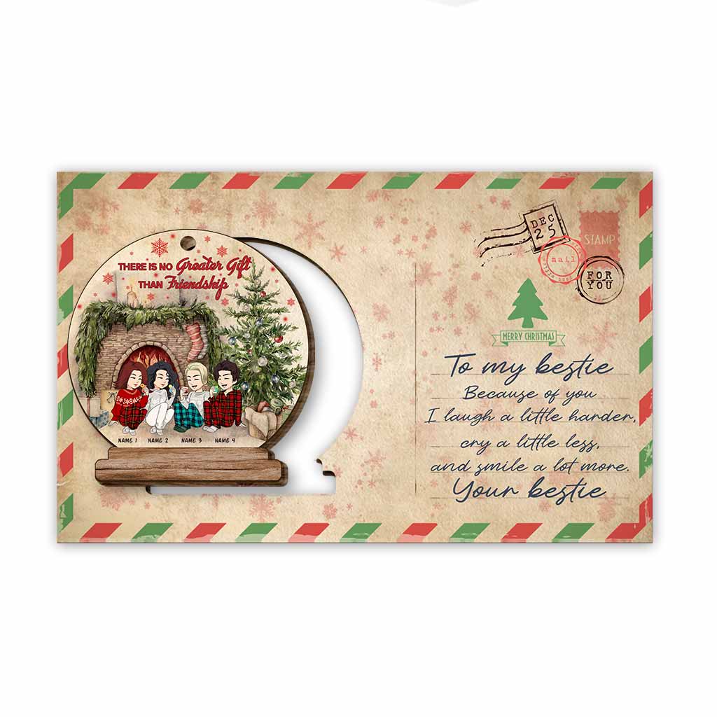 Für immer beste Freundinnen – Personalisierte Weihnachtskarte aus Holz zum Herausspringen