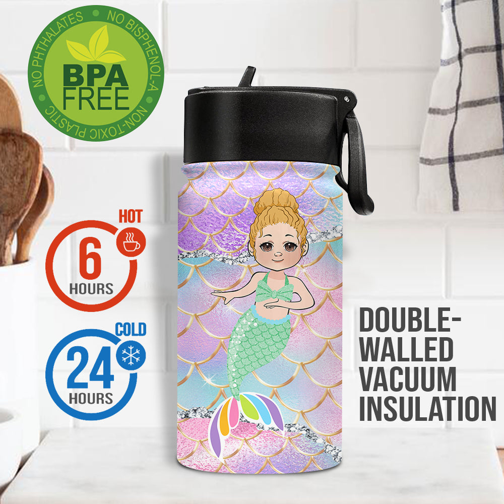 Kleine Meerjungfrau – Personalisierte Familien-Wasserflasche für Kinder