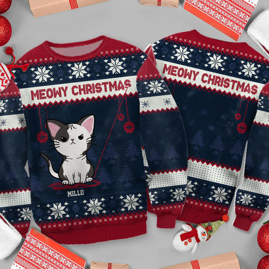 Frohe Weihnachten – Personalisierter Katzen-Pullover