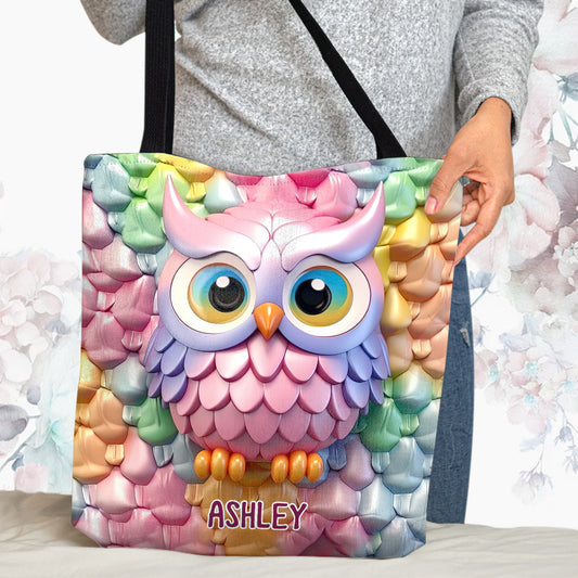 Bunte Eule – Personalisierte Eulen-Tragetasche