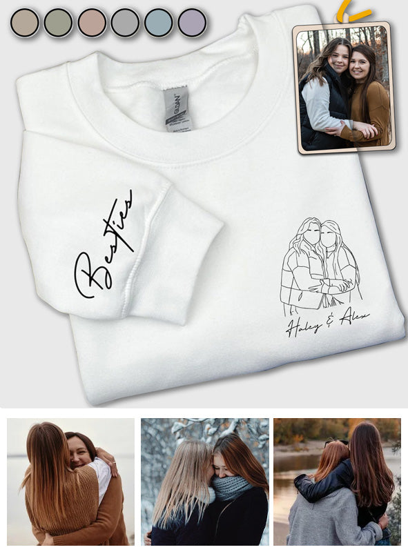 Beste Freundinnen-Strichzeichnung - Personalisiertes Bestie-Shirt mit Allover-Aufdruck