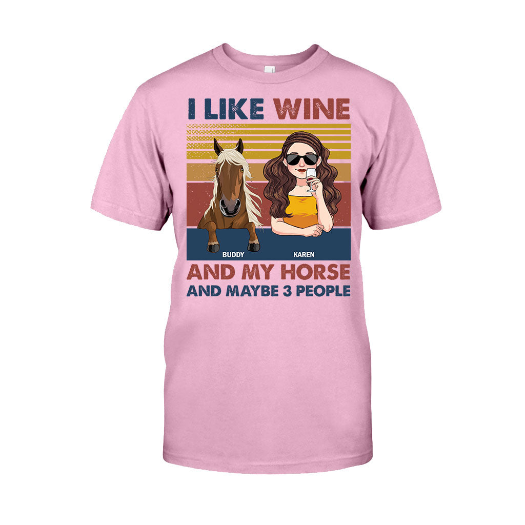 Ich mag Wein und mein Pferd – personalisiertes Pferde-T-Shirt & Hoodie