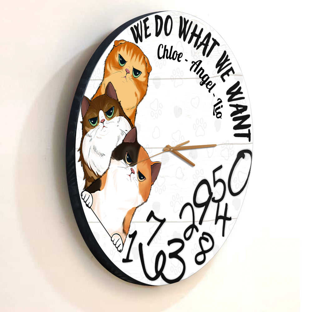 I Do What I Want - Personalized Cat Wall Clock
