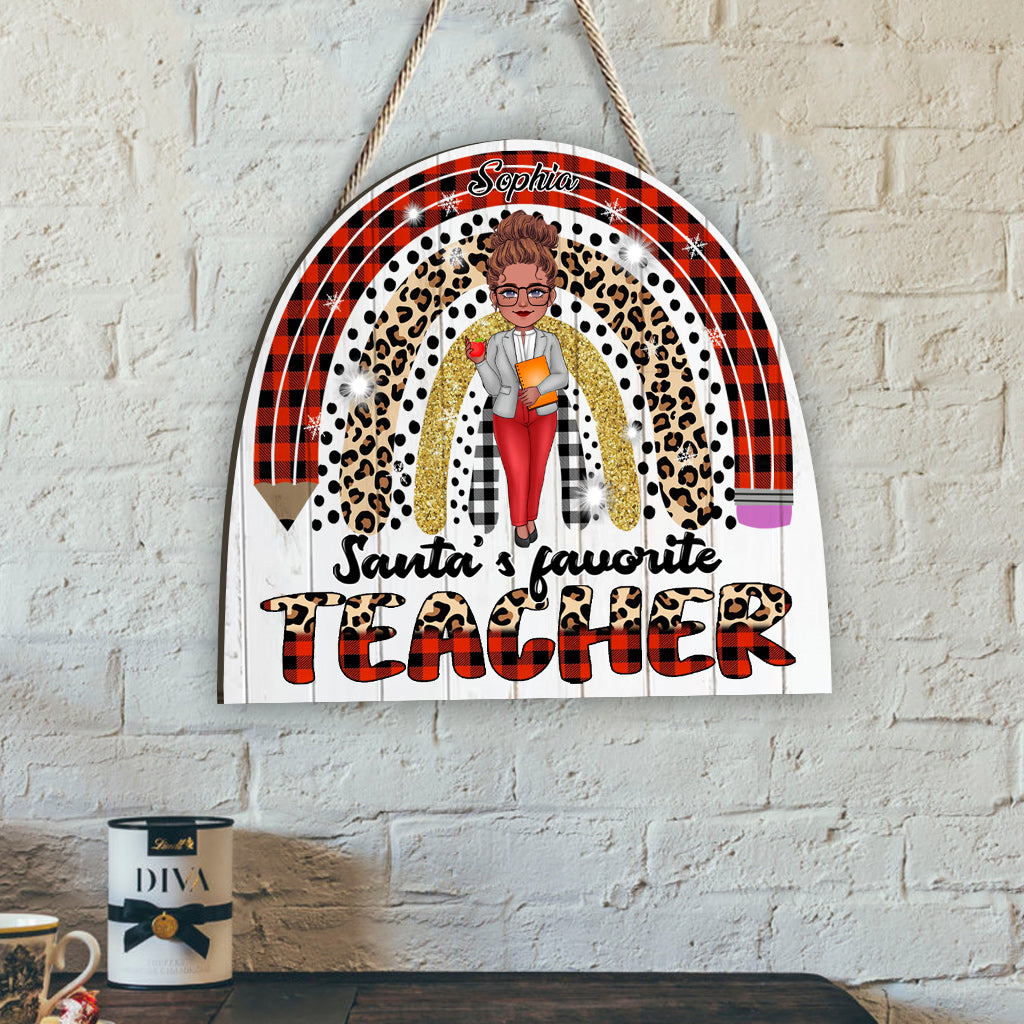 Santas Lieblingslehrer – Personalisiertes Lehrer-Holzschild