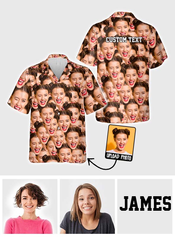 Hawaiihemd mit individuellem Gesicht – Geschenk für Freund, Freundin, Ehefrau, Ehemann, einfach jeden – Personalisiertes Hawaiihemd