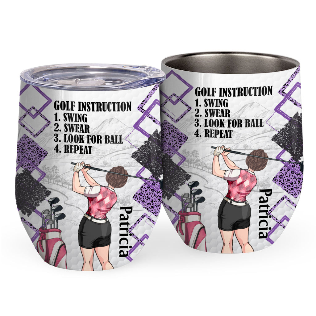 Just A Girl – Golfgeschenk für sie, Ehefrau, Mutter, Oma, Freundin – Personalisierter Weinbecher