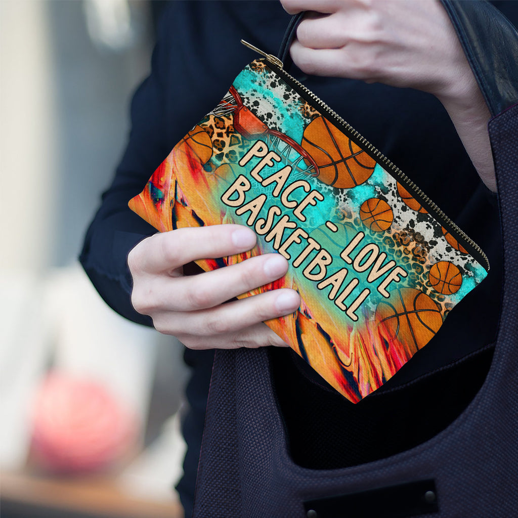 Peace Love Basketball Leopard - Personalized Basketball Pouch