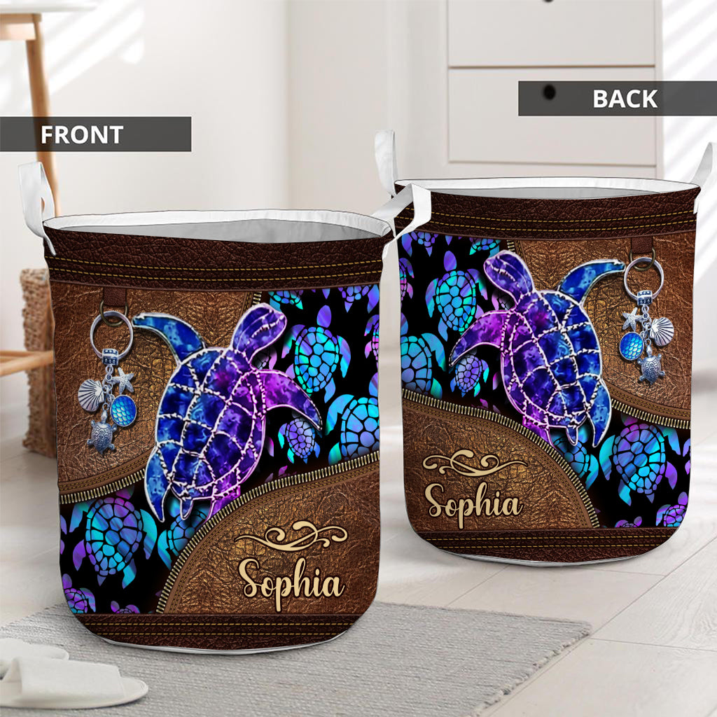 Salty Lil' Beach – Personalisierter Schildkröten-Aufbewahrungskorb