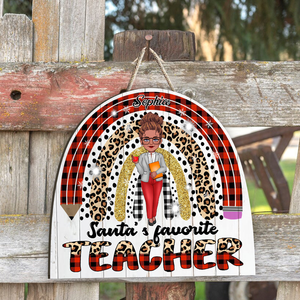 Santas Lieblingslehrer – Personalisiertes Lehrer-Holzschild