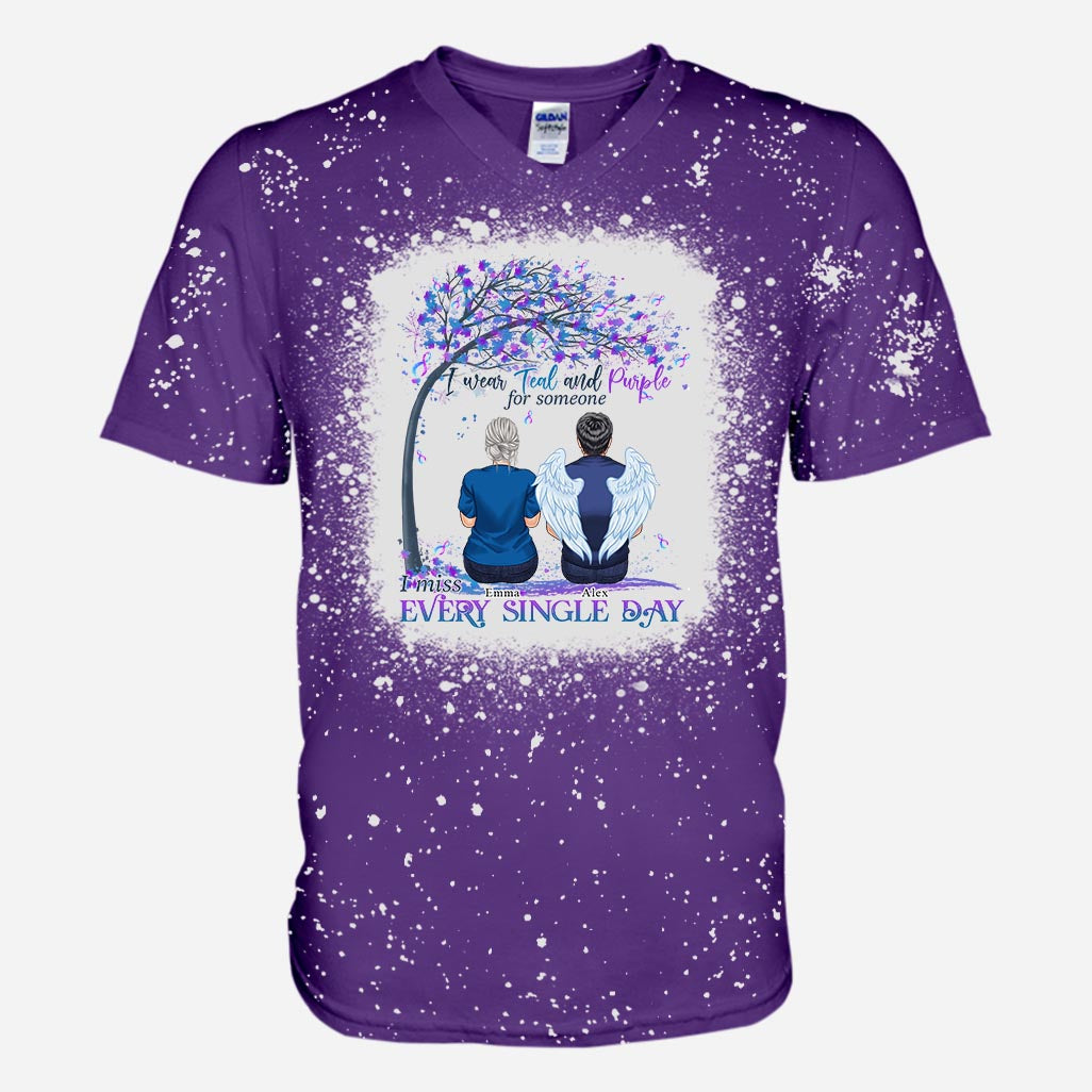 Ich trage Türkis und Lila – personalisiertes, gebleichtes T-Shirt zur Suizidprävention