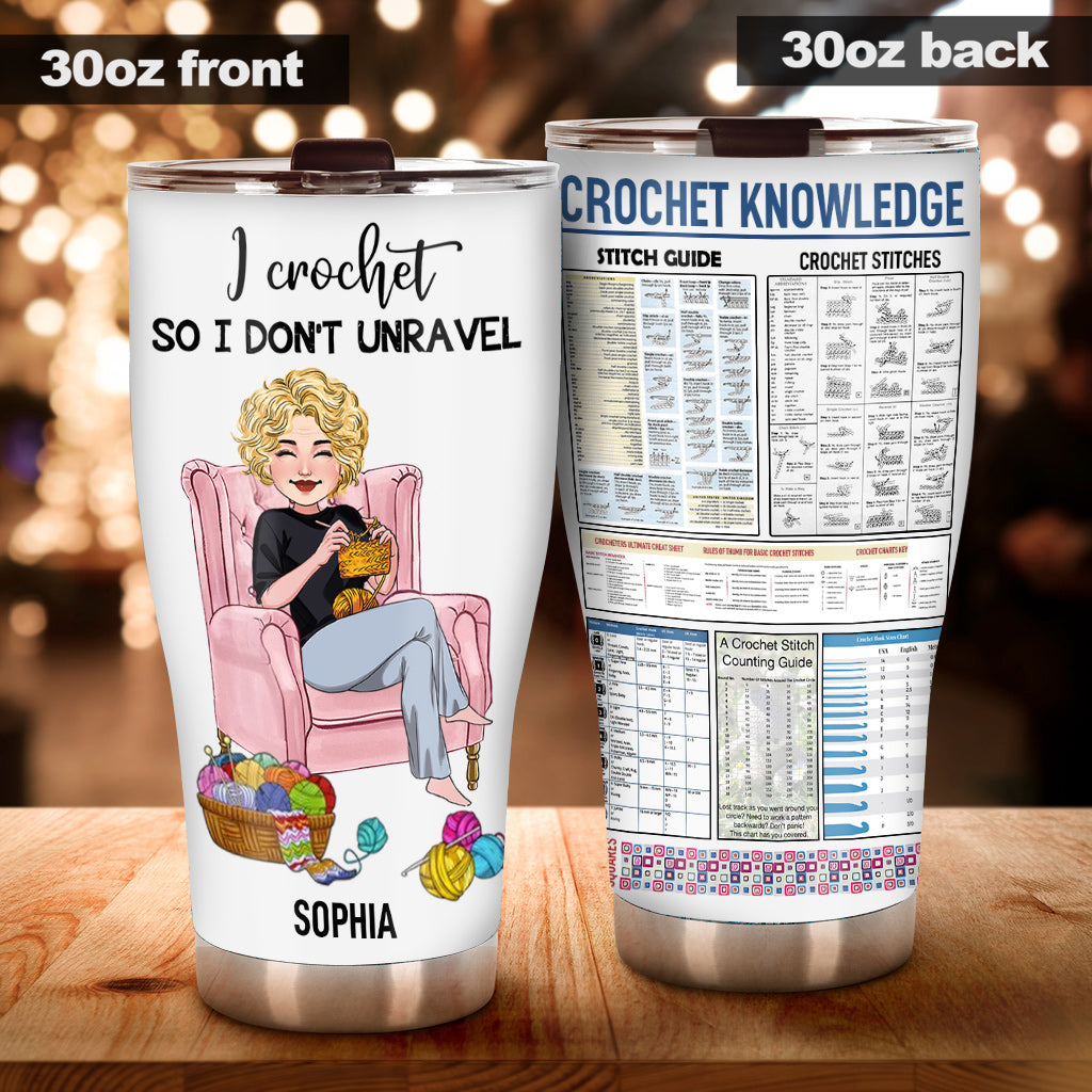 Ich häkle, damit ich nicht aufribbele – personalisierter Häkelbecher