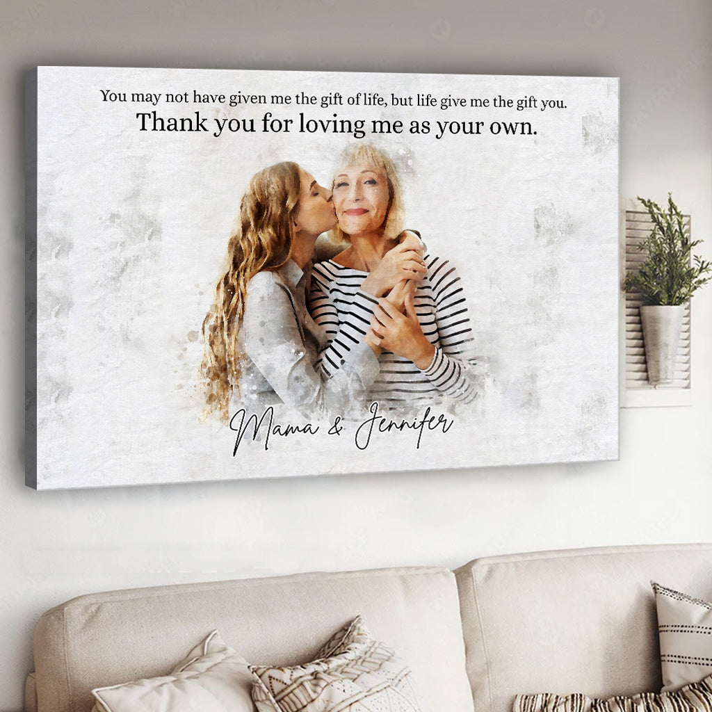 Aquarellporträt der Stiefmutter – Personalisierte Leinwand und Poster für die Stiefmutter