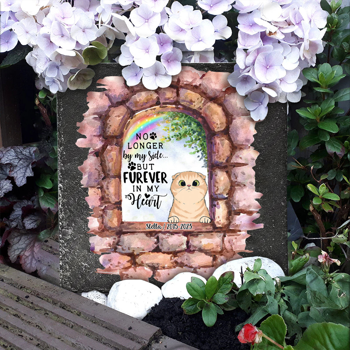 Nicht mehr an meiner Seite – Personalisierter quadratischer Stein in Hundeform