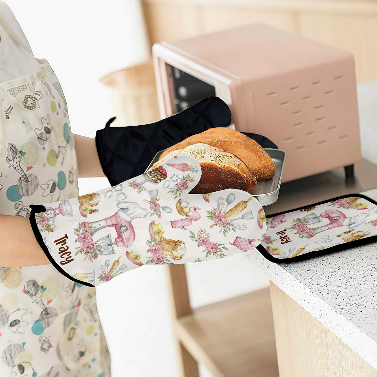 Baking Is My Therapy - Personalized Baking Oven Mitts & Pot Holder Set