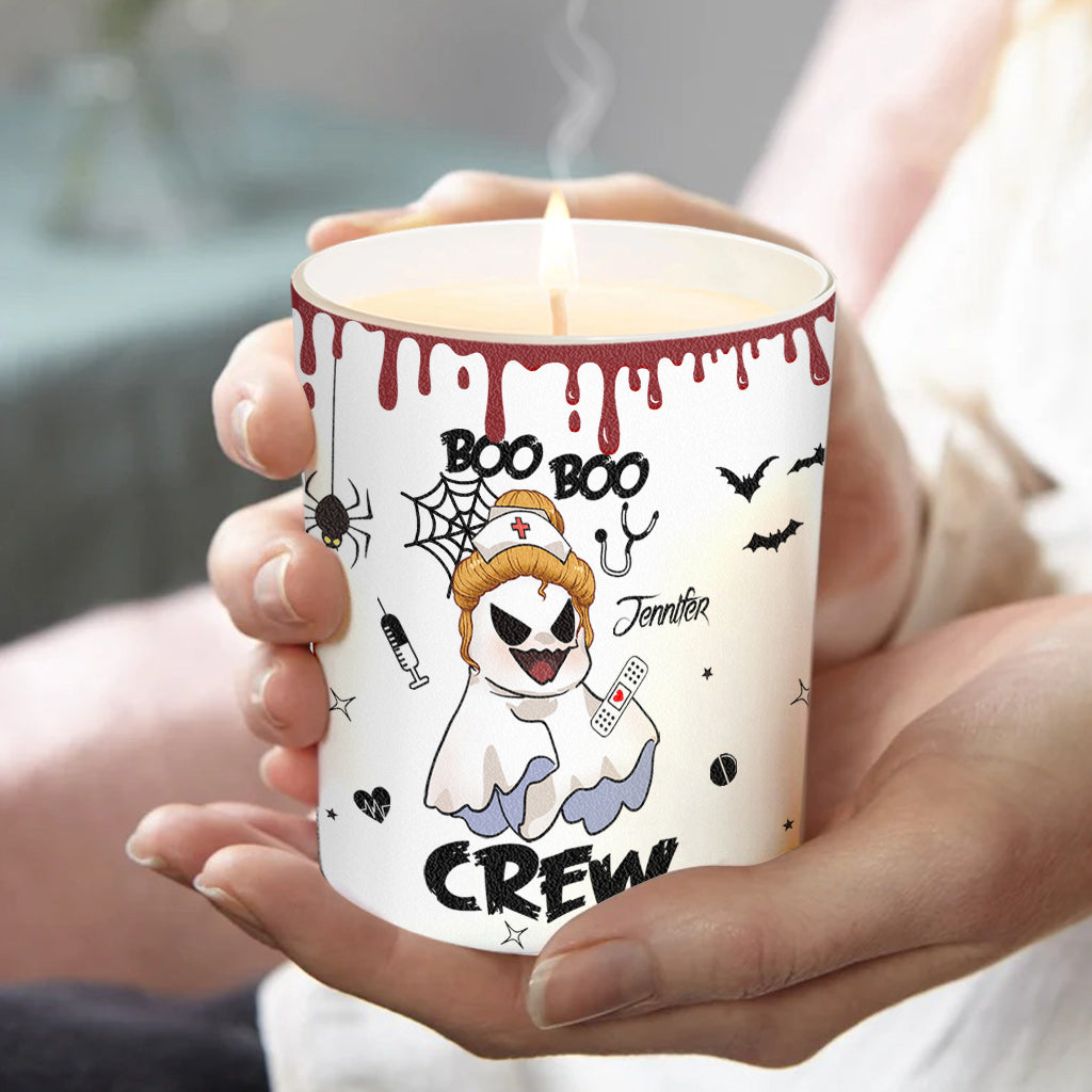 Boo Boo Crew - Personalized Nurse Candle With Wooden Lid