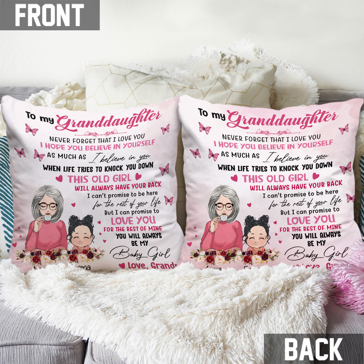Für meine Enkelin – personalisiertes Oma-Kissen