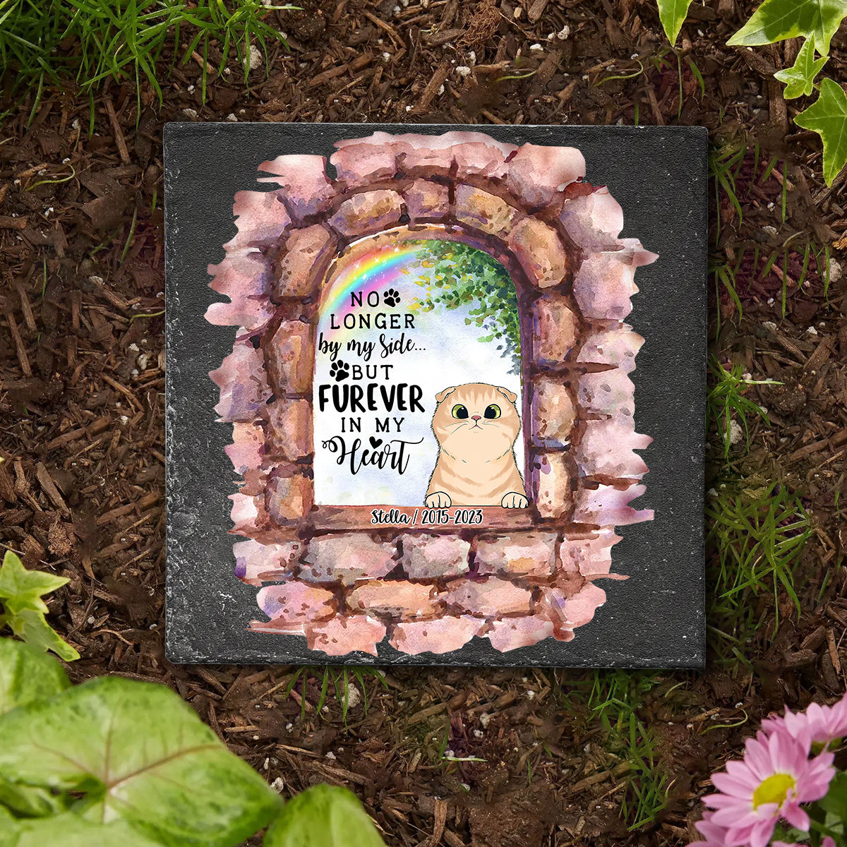Nicht mehr an meiner Seite – Personalisierter quadratischer Stein in Hundeform