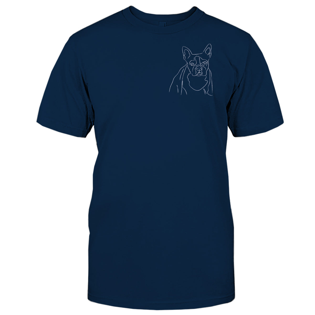 Individuelle Linienzeichnung – Personalisiertes T-Shirt mit Hundestickerei