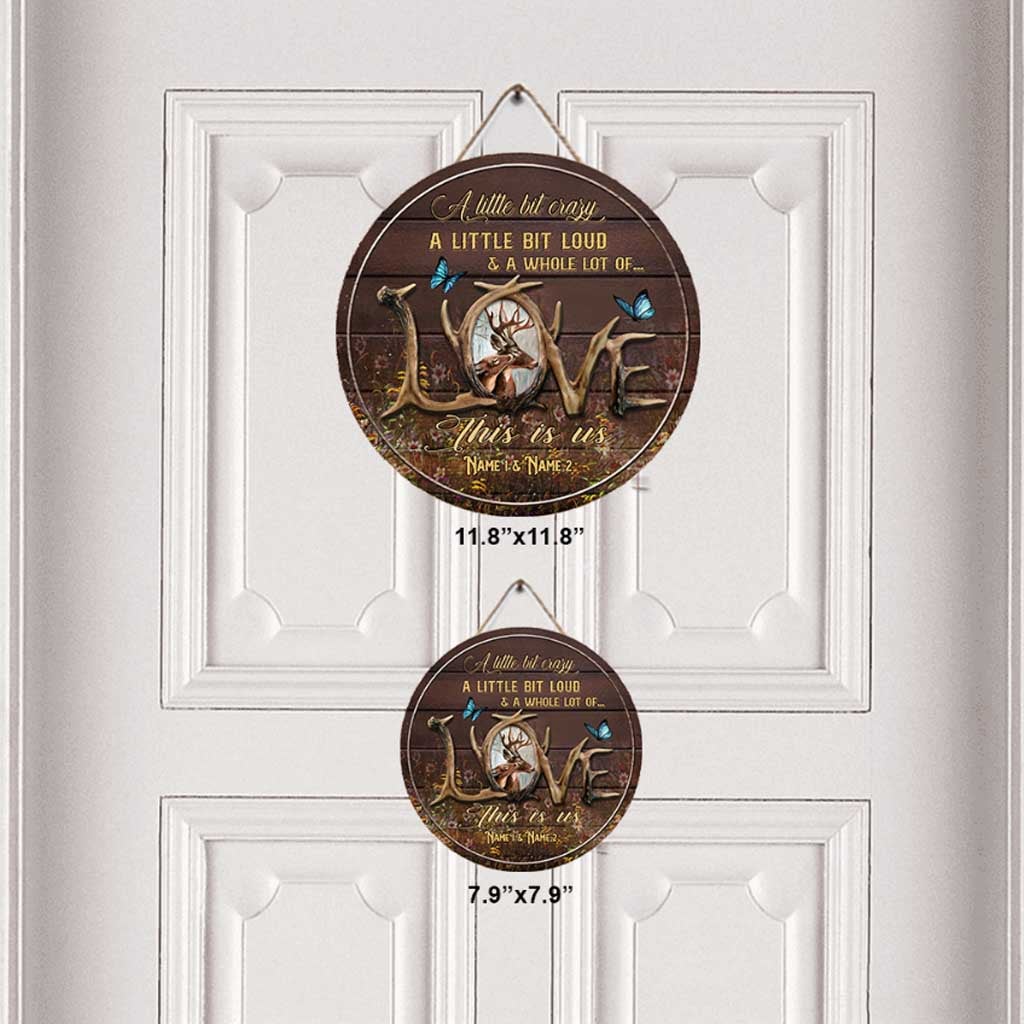 Das sind wir – Personalisiertes rundes Holzschild für ein Paar auf der Jagd