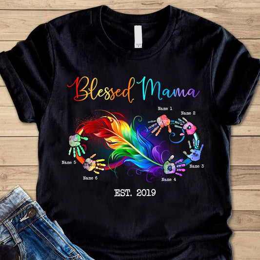 Gesegnete Mama – Geschenk für Mama und Oma – Personalisiertes T-Shirt und Hoodie