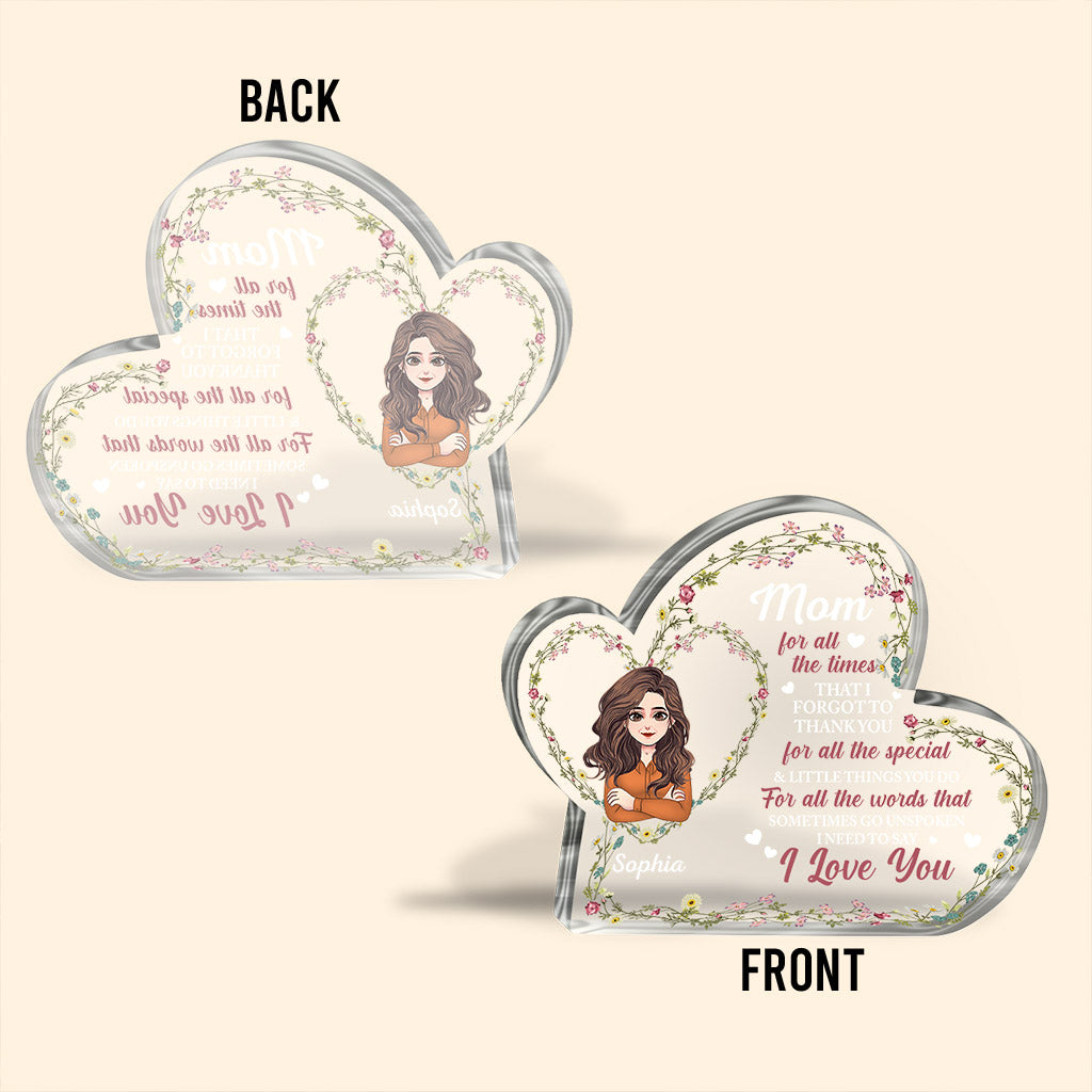 Ich liebe dich – Personalisierte Acrylplakette in Sonderform zum Muttertag