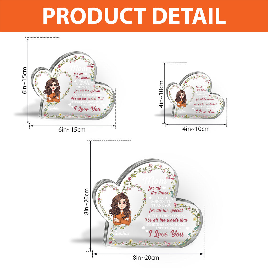 Ich liebe dich – Personalisierte Acrylplakette in Sonderform zum Muttertag