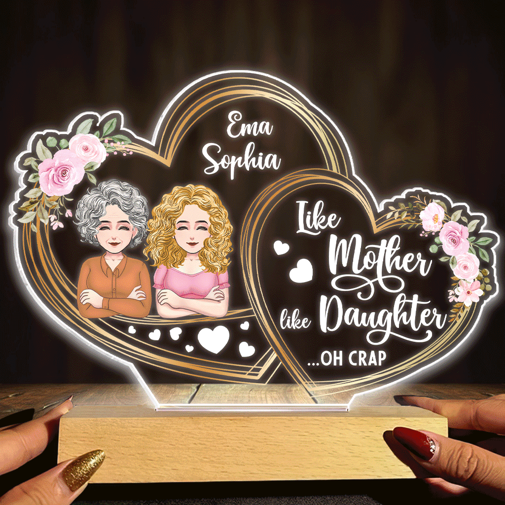 Ich liebe dich – Geschenk für Mama, Tochter – Personalisierte, geformte Plakettenleuchte