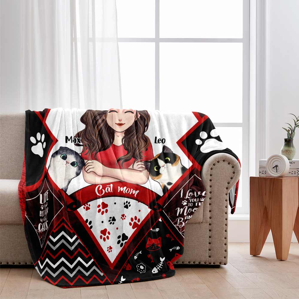 Personalisierte Katzen-Decke zum Muttertag/Vatertag