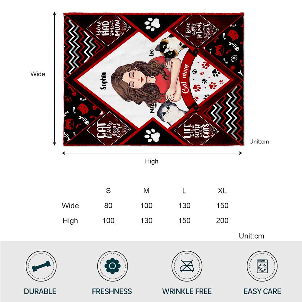 Personalisierte Katzen-Decke zum Muttertag/Vatertag