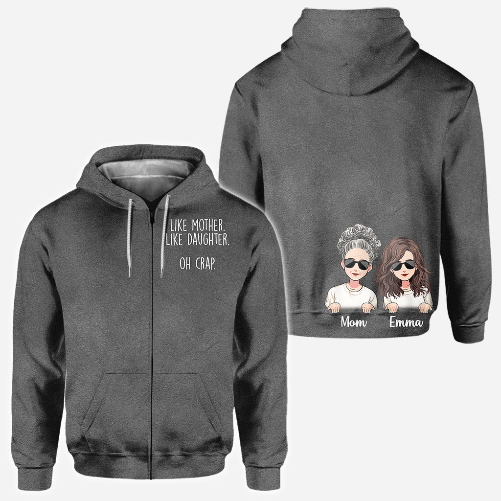 Wie die Mutter, so die Tochter – Personalisiertes Muttertags-T-Shirt und Hoodie mit dem Aufdruck „Mutter im Allover-Look“