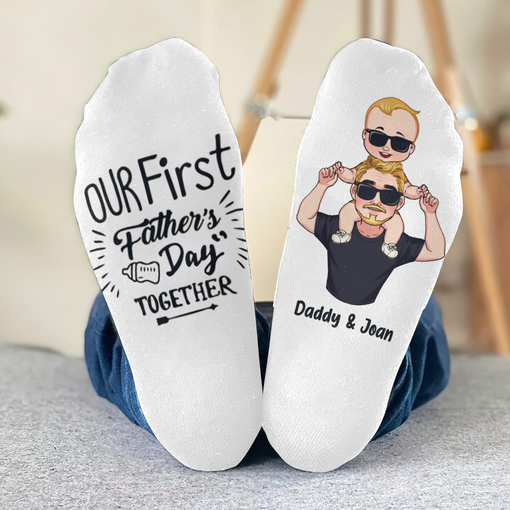 Our First Father's Day Together - Personalized Father Socks