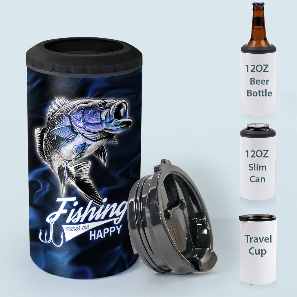 Fishing Makes Me Happy - Personalized Fishing Can Cooler