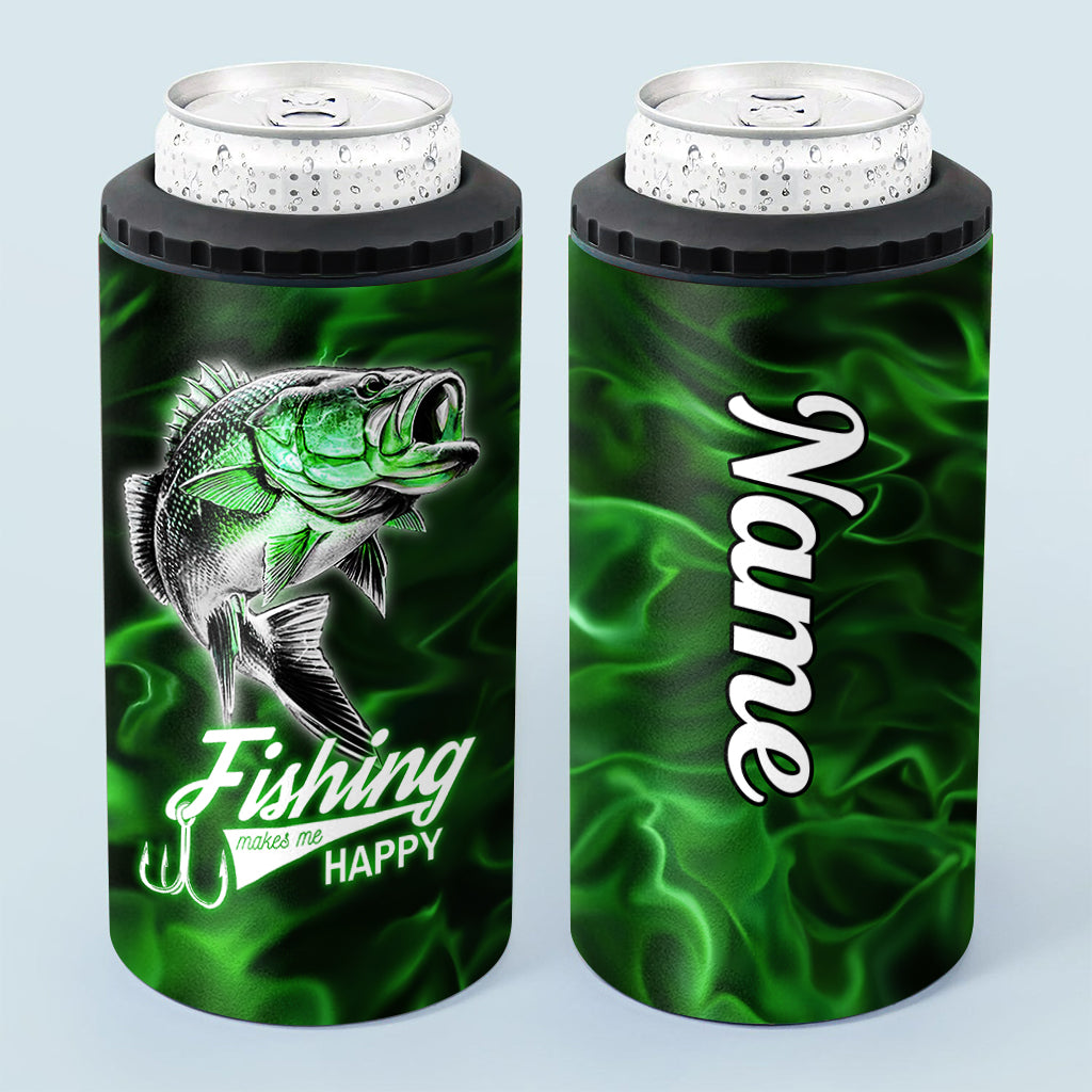 Fishing Makes Me Happy - Personalized Fishing Can Cooler