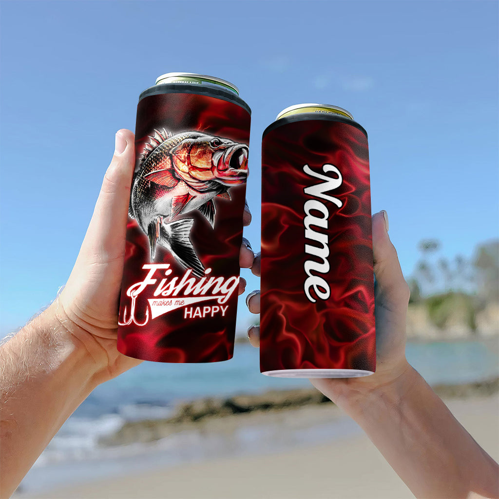 Fishing Makes Me Happy - Personalized Fishing Can Cooler