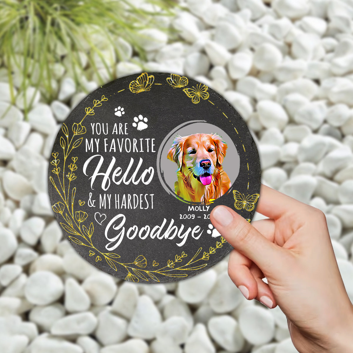 You Are My Favorite Hello - Cat gift for dog lover, cat lover - Personalized Round Shaped Stone