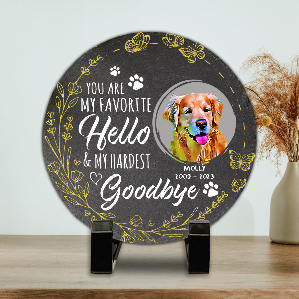 You Are My Favorite Hello - Cat gift for dog lover, cat lover - Personalized Round Shaped Stone