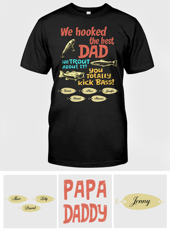 Wir haben den besten Papa an Land gezogen – personalisiertes Angel-T-Shirt & Hoodie