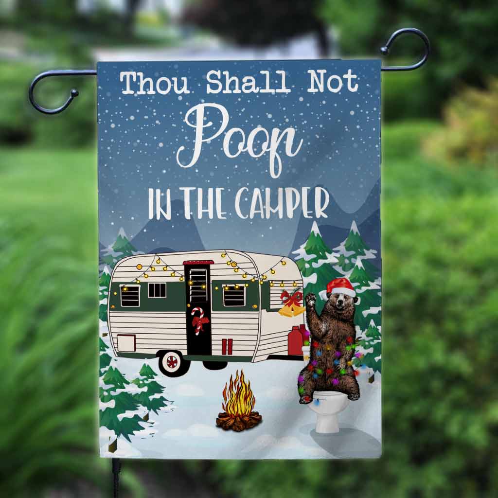 Du sollst nicht im Wohnmobil dein Geschäft verrichten - Personalisierte Camping-Gartenflagge