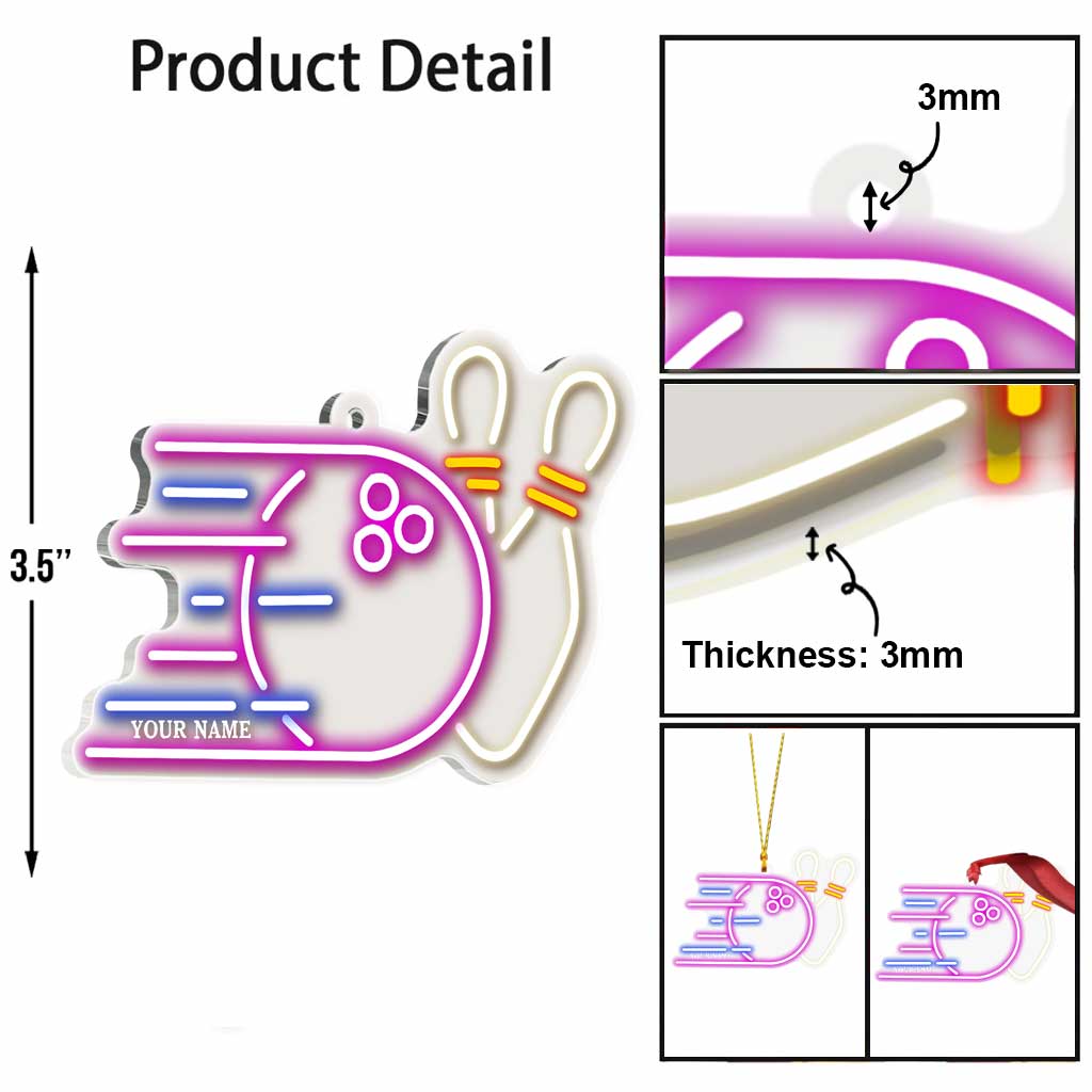 Bowling Items Collection - Personalized Christmas Bowling Transparent Ornament