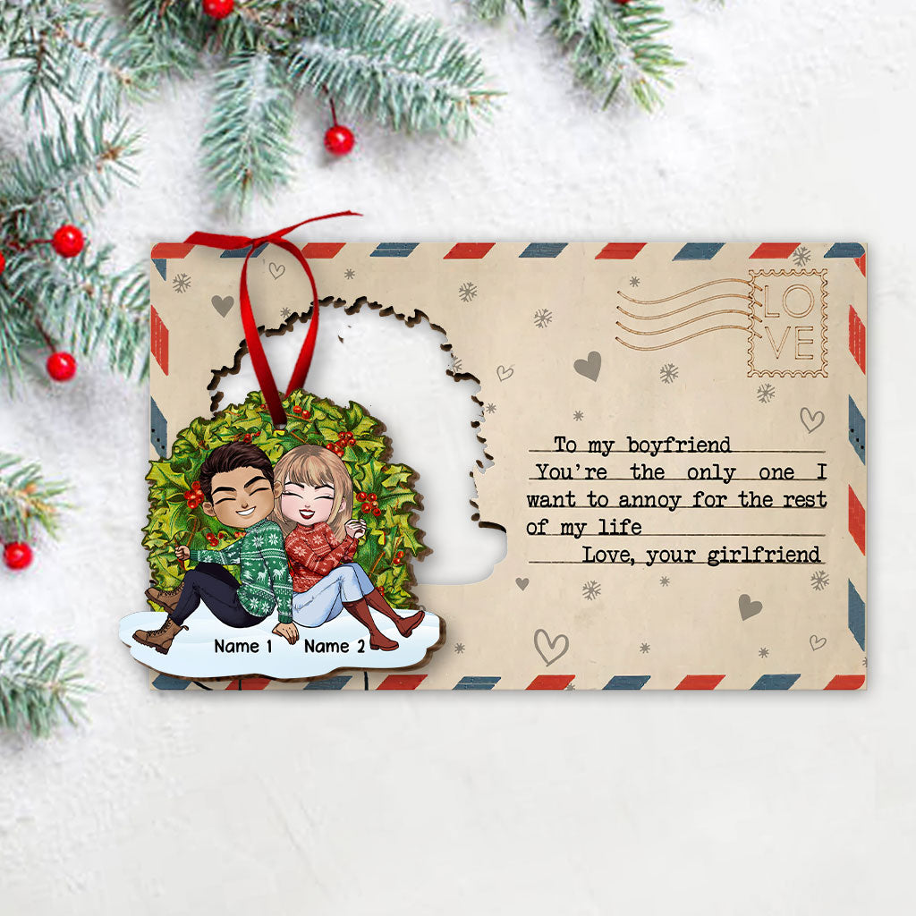 Du bist die Einzige – Personalisierte Weihnachtskarte aus Holz für Paare zum Aufklappen