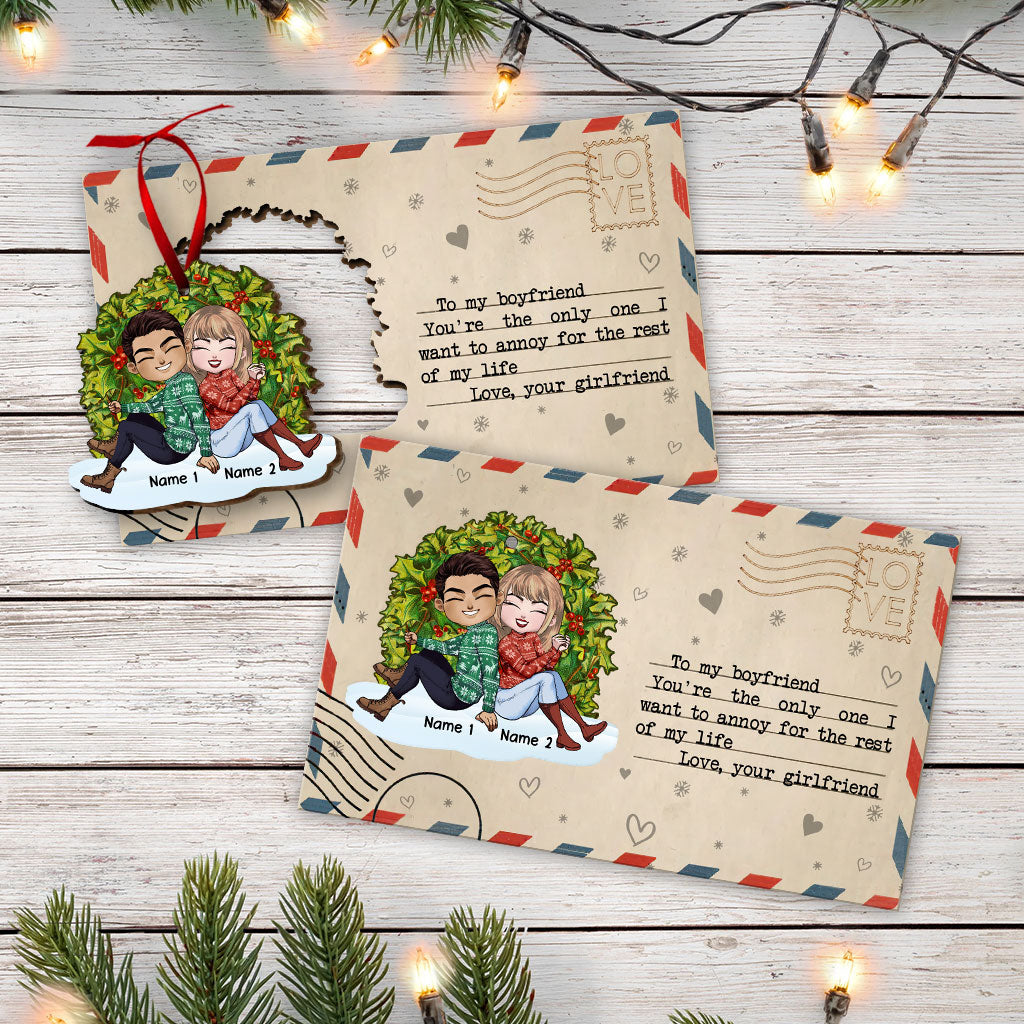 Du bist die Einzige – Personalisierte Weihnachtskarte aus Holz für Paare zum Aufklappen