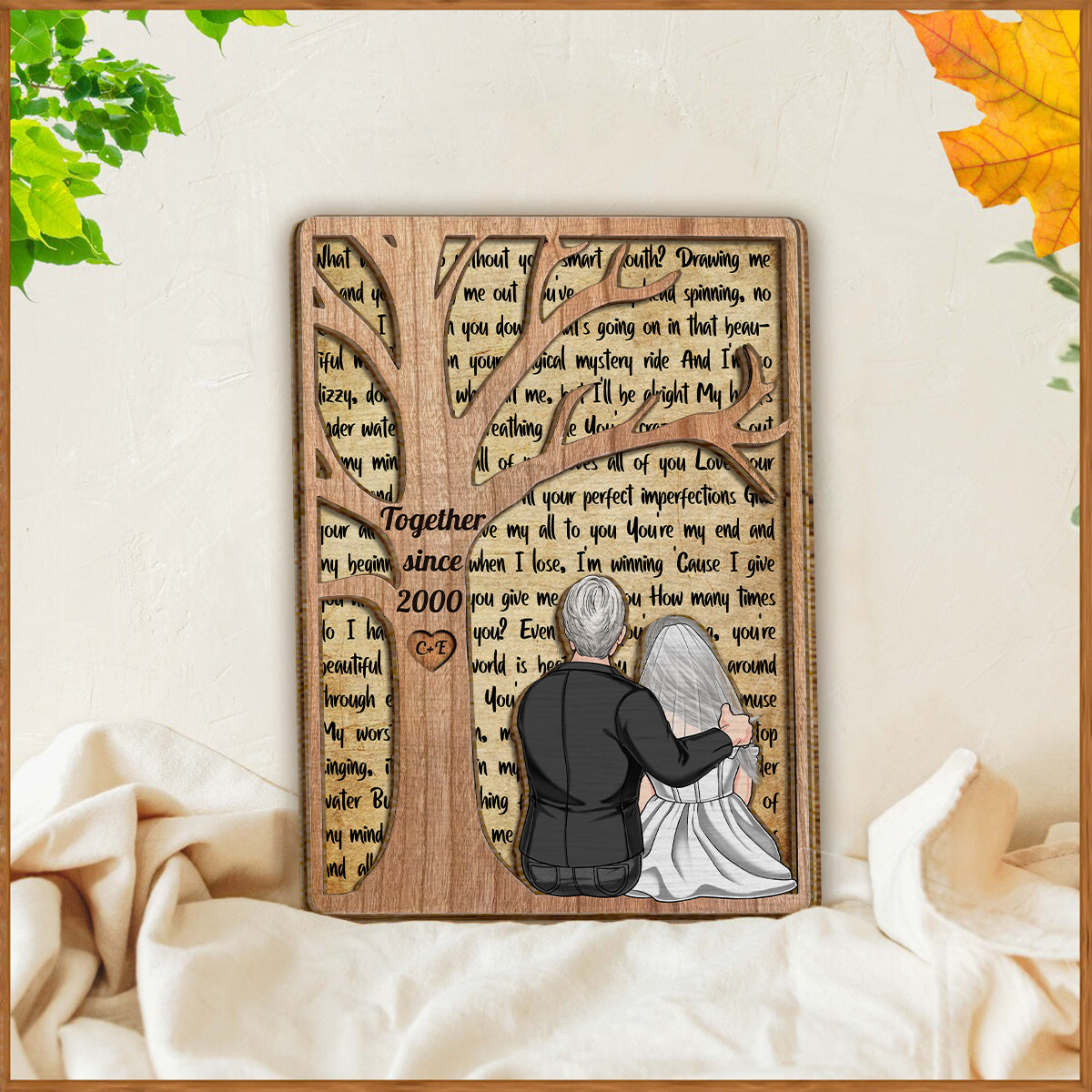 Unser Hochzeitslied – Geschenk für Ehemann oder Freundin – Personalisiertes zweilagiges Holzschild / Holzplakette