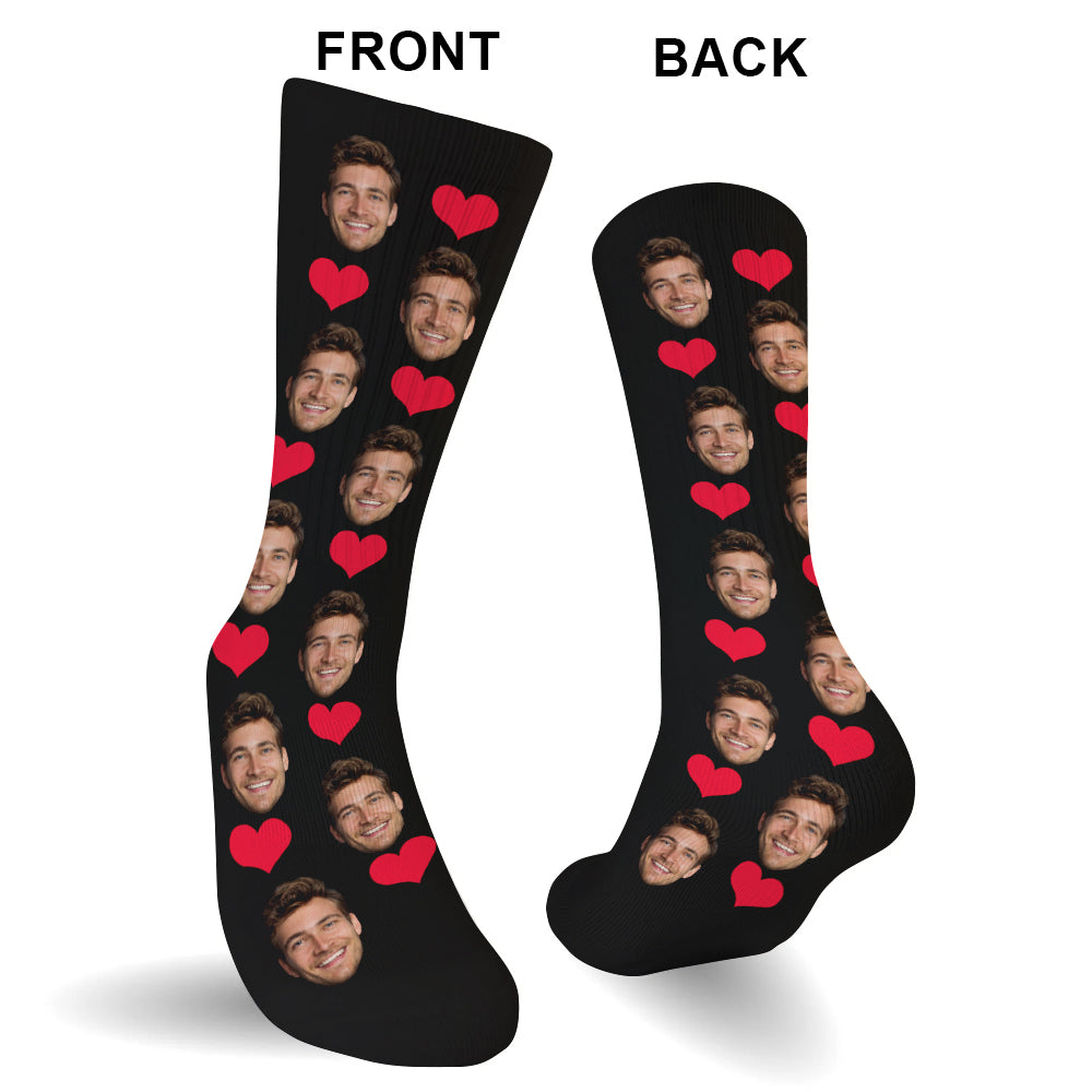 Individuelles Gesichts-Herz-Muster – Personalisierte Geschwistersocken