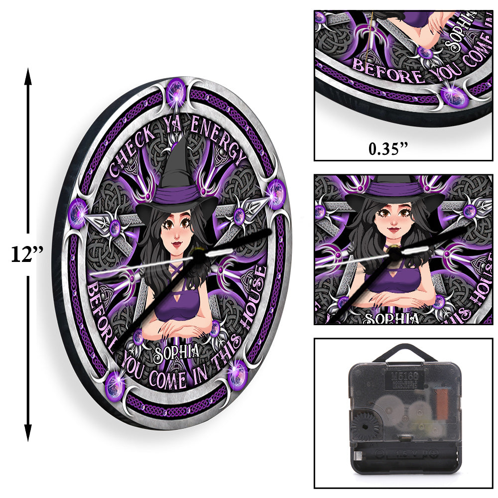 Check Ya Energy - Personalized Witch Wall Clock