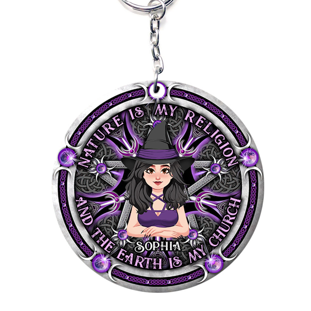 Nature Is My Religion - Personalized Witch Keychain