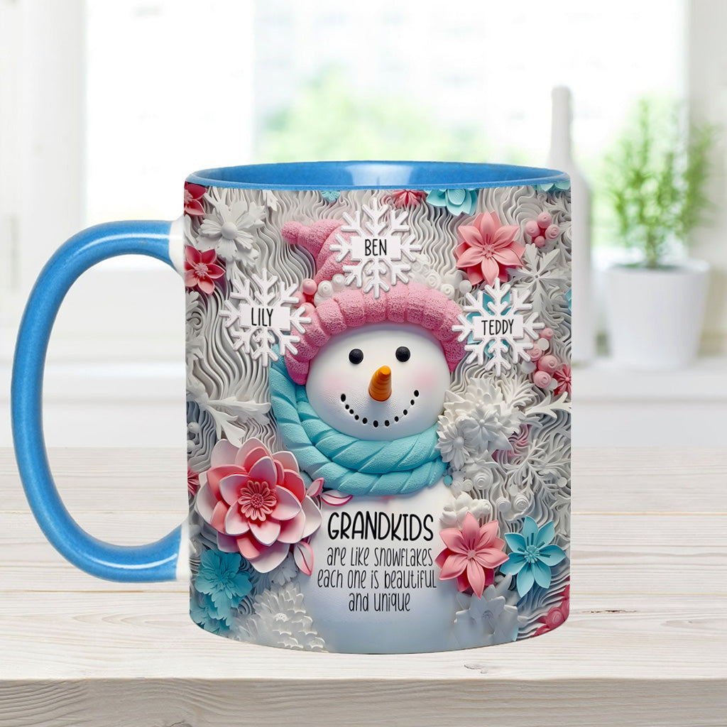 Enkelkinder sind wie Schneeflocken – Geschenk für Oma – Personalisierte Tasse mit Akzent