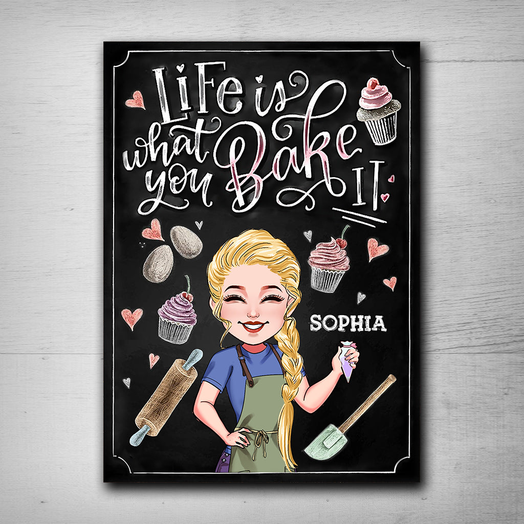 Das Leben ist, was du daraus backst – personalisiertes rechteckiges Metallschild zum Backen
