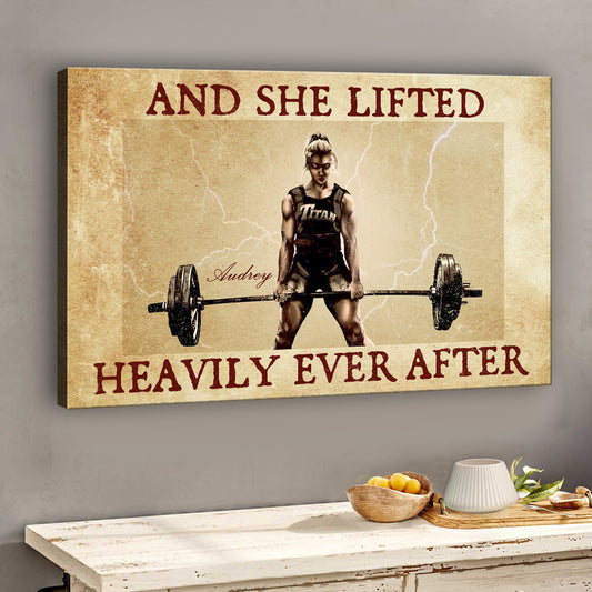 Und sie hob schwer bis an ihr Lebensende – Personalisierte Fitness-Leinwand und Poster