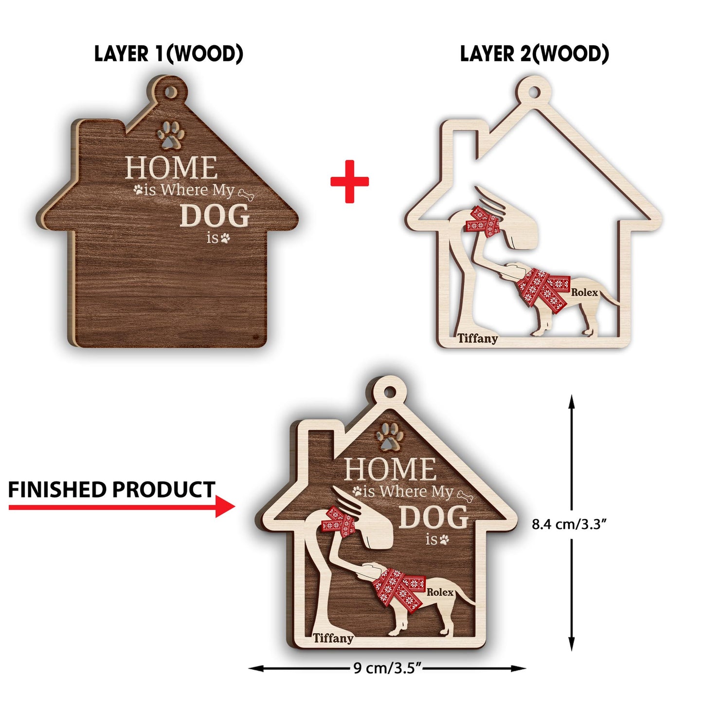 Home Is Where My Dog Is - Personalized Dog 2 Layered Piece Ornament
