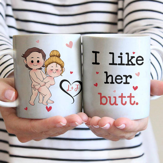 I Like His Beard I Like Her Butt - Personalized Couple Mug